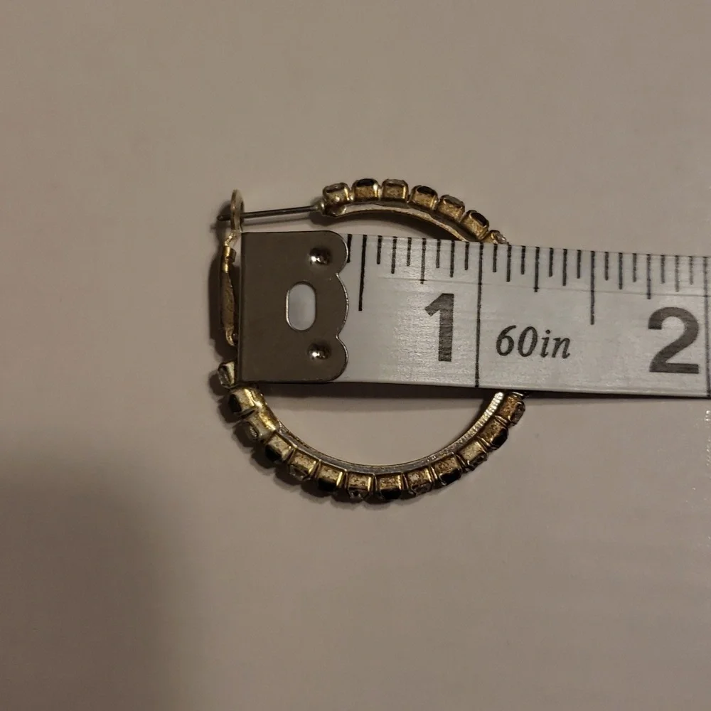 52. Black and Silver Hoop Earrings - Picture 4 of 6